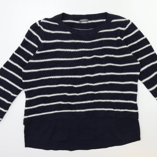 Yessica Womens Blue Striped Knit Pullover Jumper Size M
