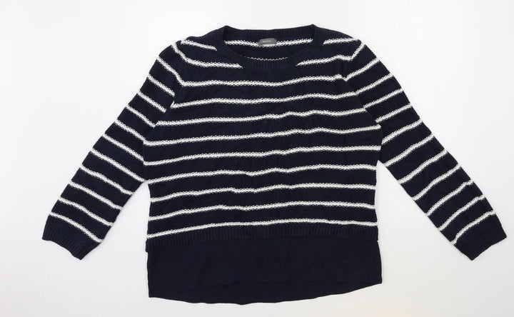 Yessica Womens Blue Striped Knit Pullover Jumper Size M