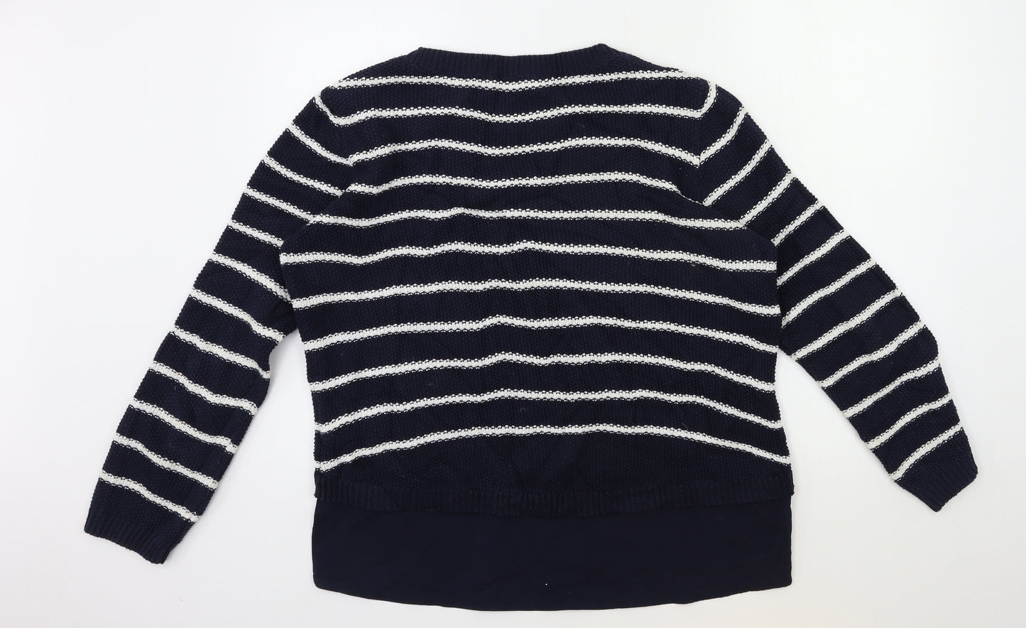 Yessica Womens Blue Striped Knit Pullover Jumper Size M