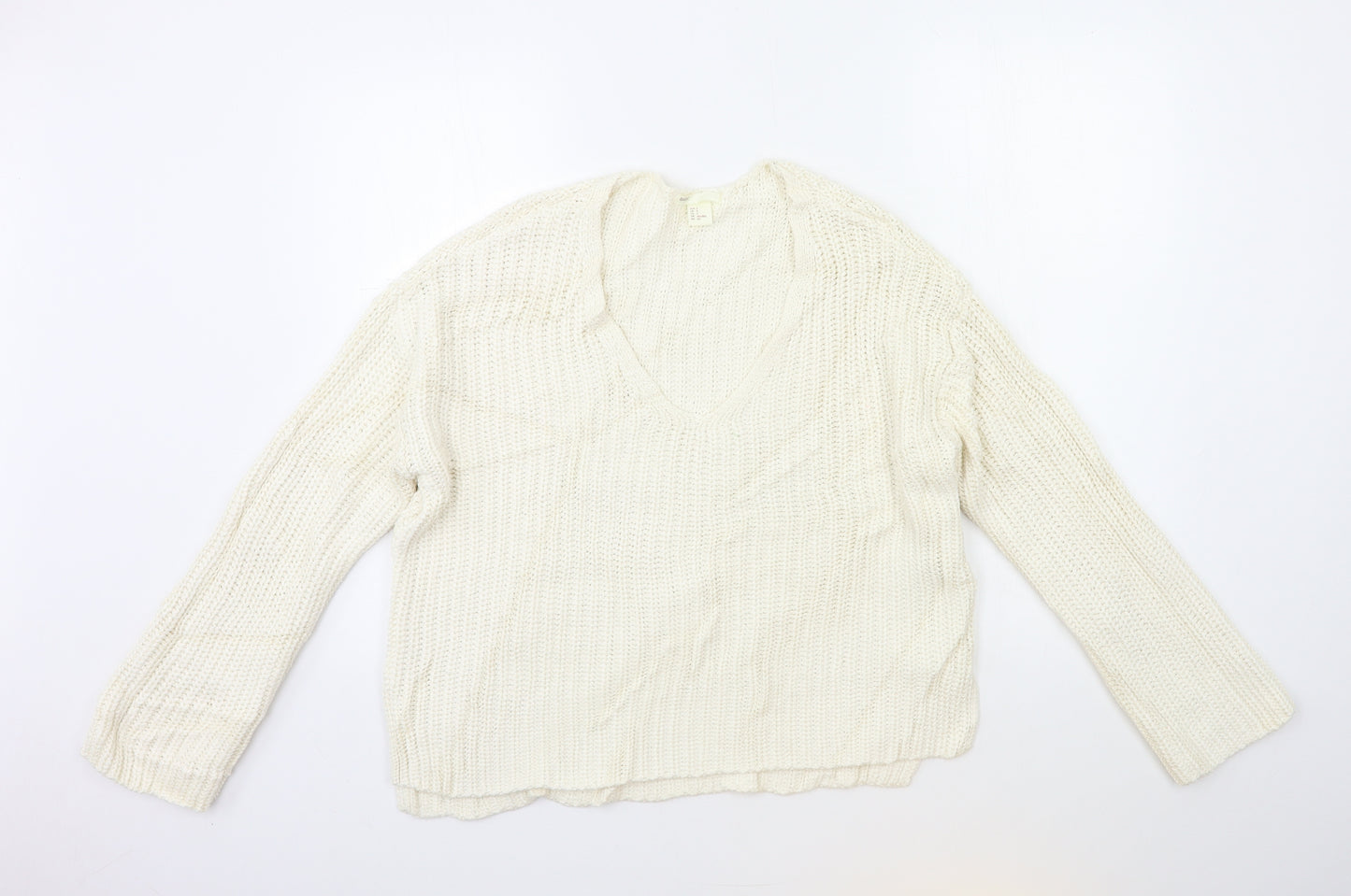 H&M Womens Beige  Knit Pullover Jumper Size S