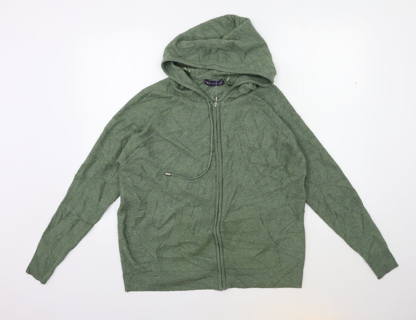 Marks and Spencer Womens Green Geometric Knit Cardigan Jumper Size M