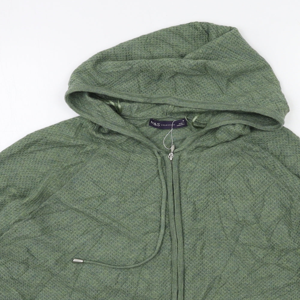 Marks and Spencer Womens Green Geometric Knit Cardigan Jumper Size M