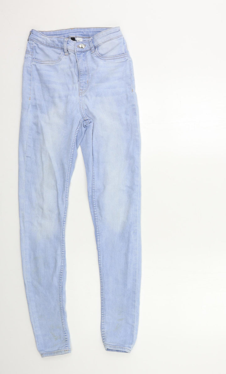 H&M Womens Blue Denim Skinny Jeans Size 10 L30 in