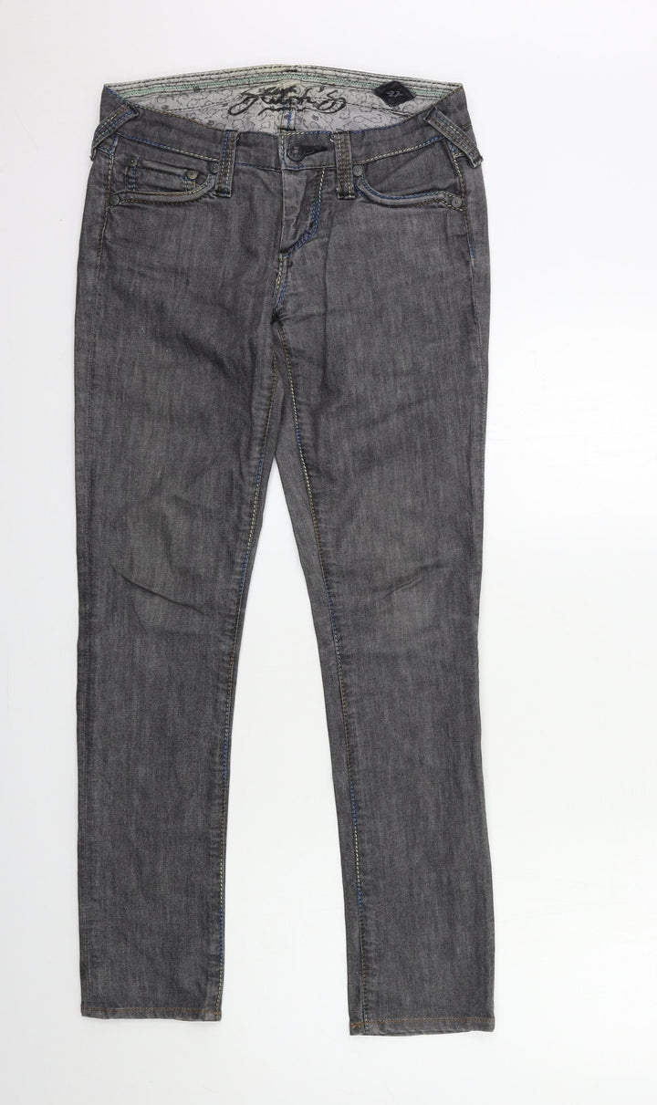 Preworn Womens Grey Denim Skinny Jeans Size 27 in L29 in