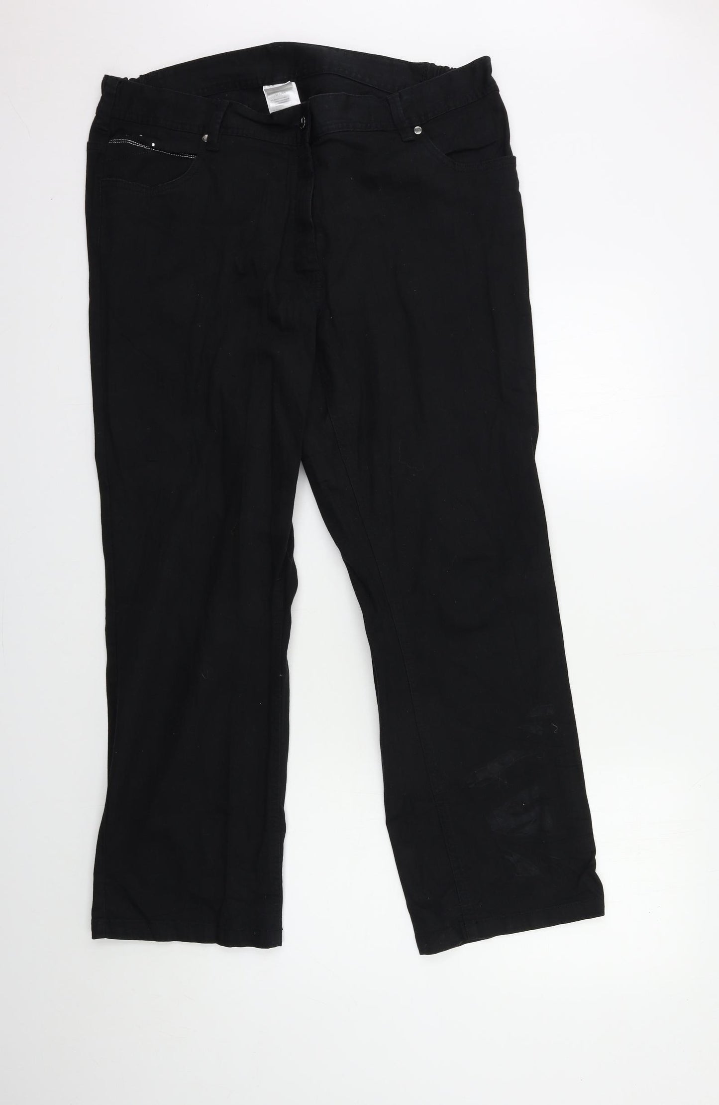 Preworn Womens Black  Denim Bootcut Jeans Size 38 in L28 in