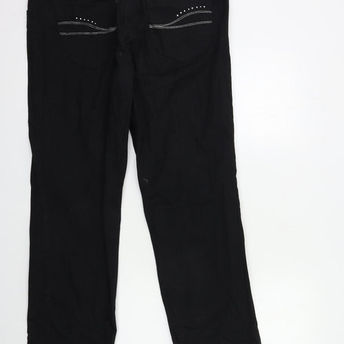 Preworn Womens Black  Denim Bootcut Jeans Size 38 in L28 in