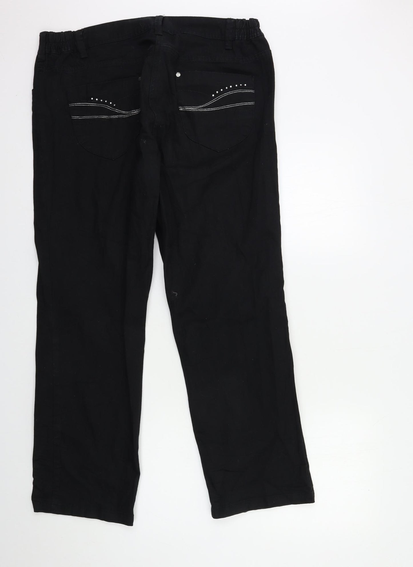Preworn Womens Black  Denim Bootcut Jeans Size 38 in L28 in