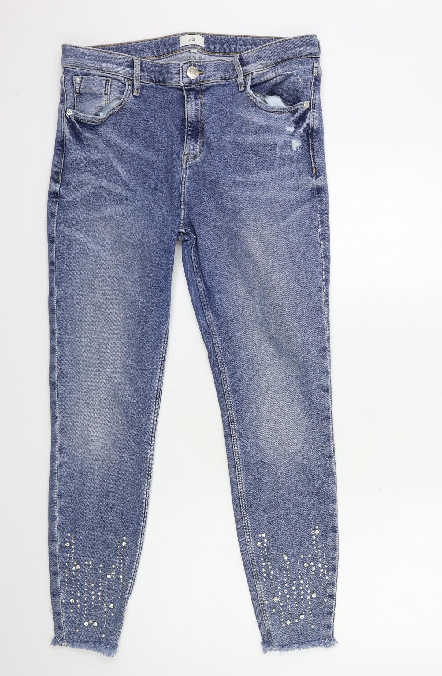 River Island Womens Blue  Denim Skinny Jeans Size 16 L28 in
