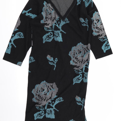 Preworn Womens Black Geometric  Fit & Flare  Size 10