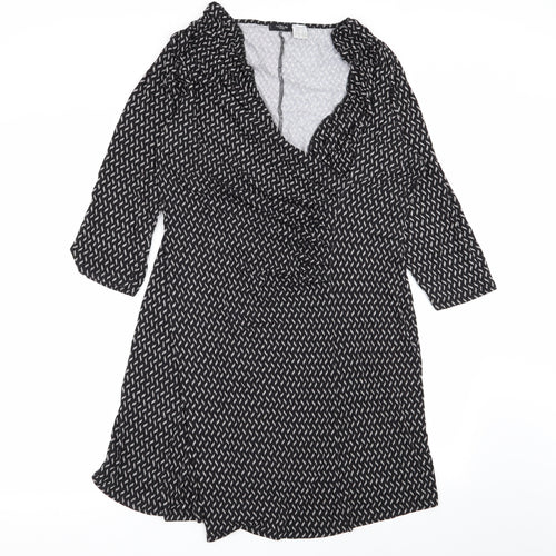 redoute Womens Black Geometric  Fit & Flare  Size 18