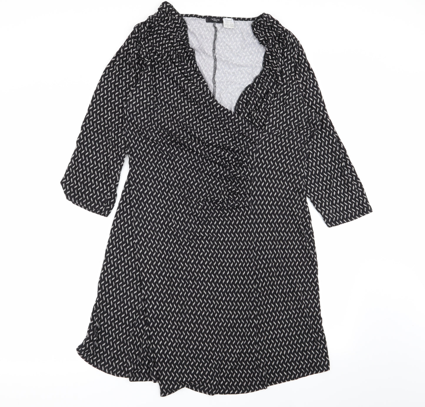 redoute Womens Black Geometric  Fit & Flare  Size 18