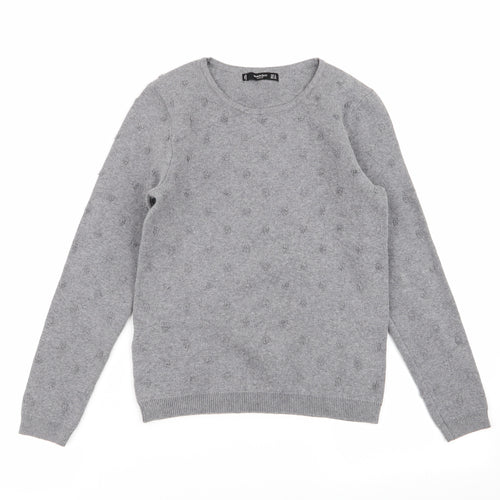 Mango Womens Grey Polka Dot  Pullover Jumper Size S