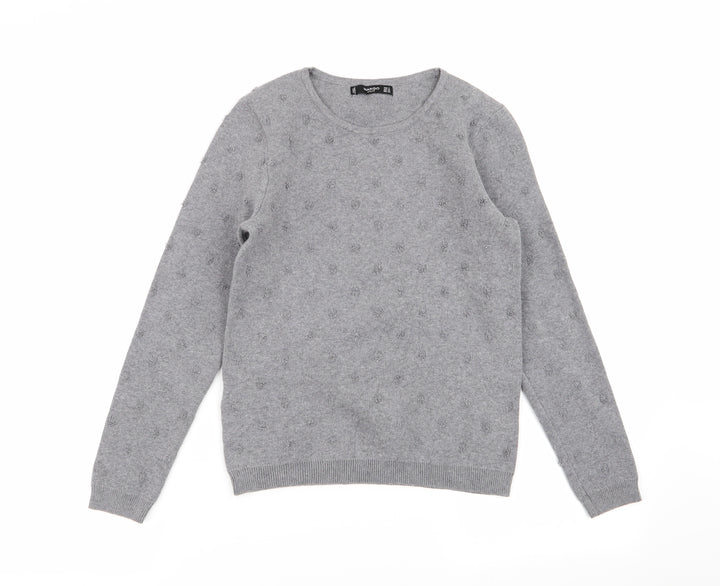 Mango Womens Grey Polka Dot Pullover Jumper Size S
