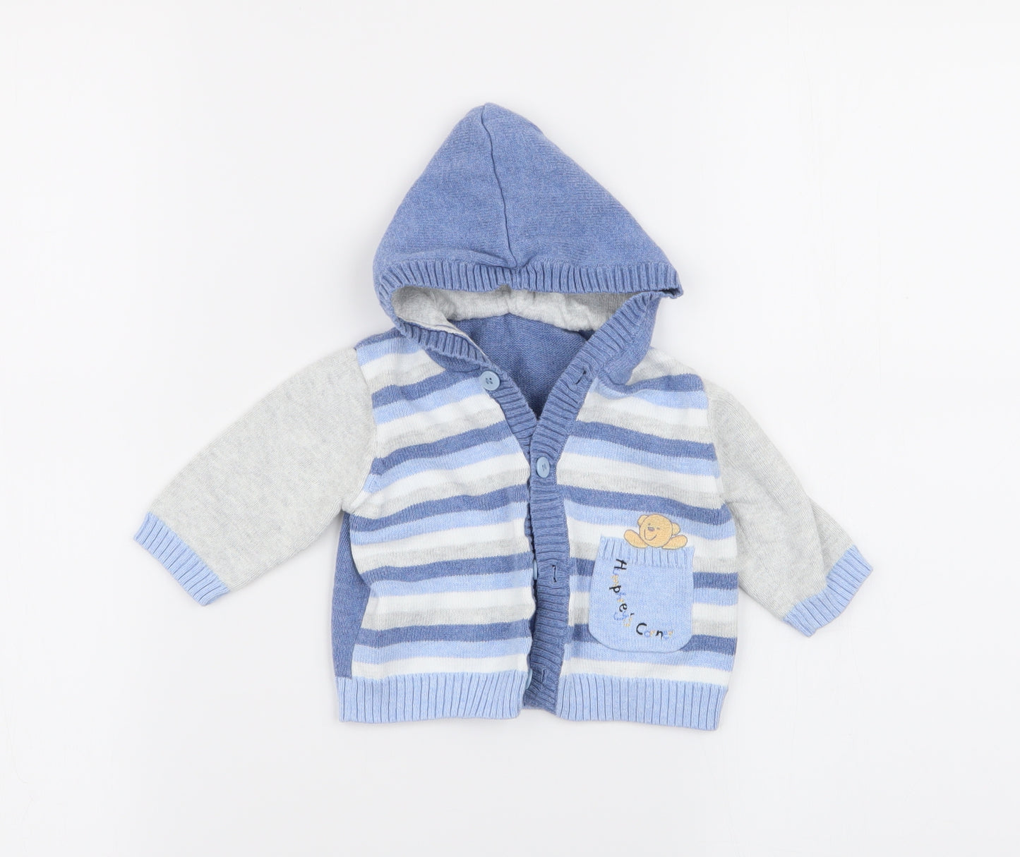 m Boys Multicoloured Striped  Cardigan Jumper Size 3-6 Months