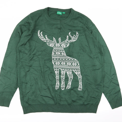 Avenue Womens Green Animal Print  Pullover Jumper Size L