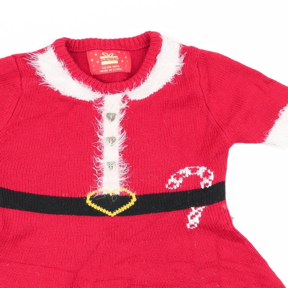 Primark Girls Red   Fit & Flare  Size 4-5 Years  - christmas