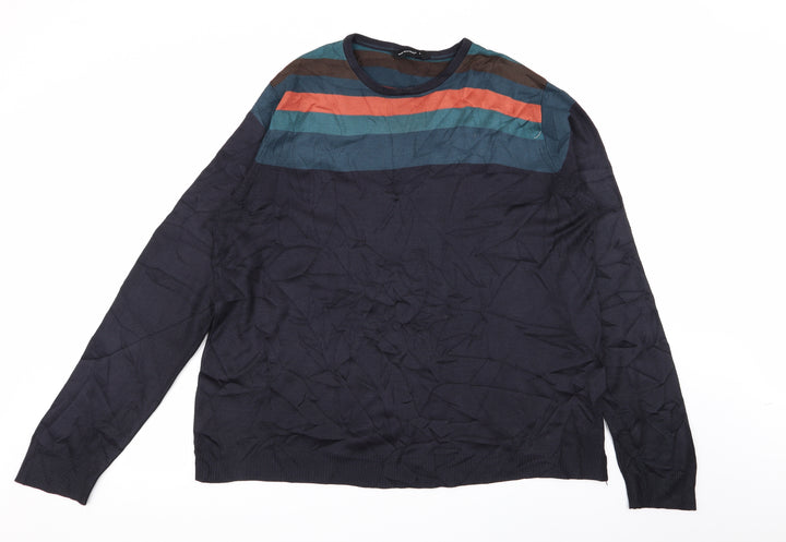 Cedar Wood State Mens Multicoloured Striped Pullover Jumper Size L