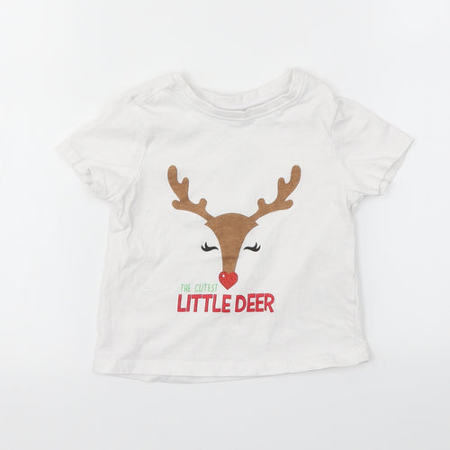 Matalan Girls White Animal Print  Basic T-Shirt Size 12-18 Months