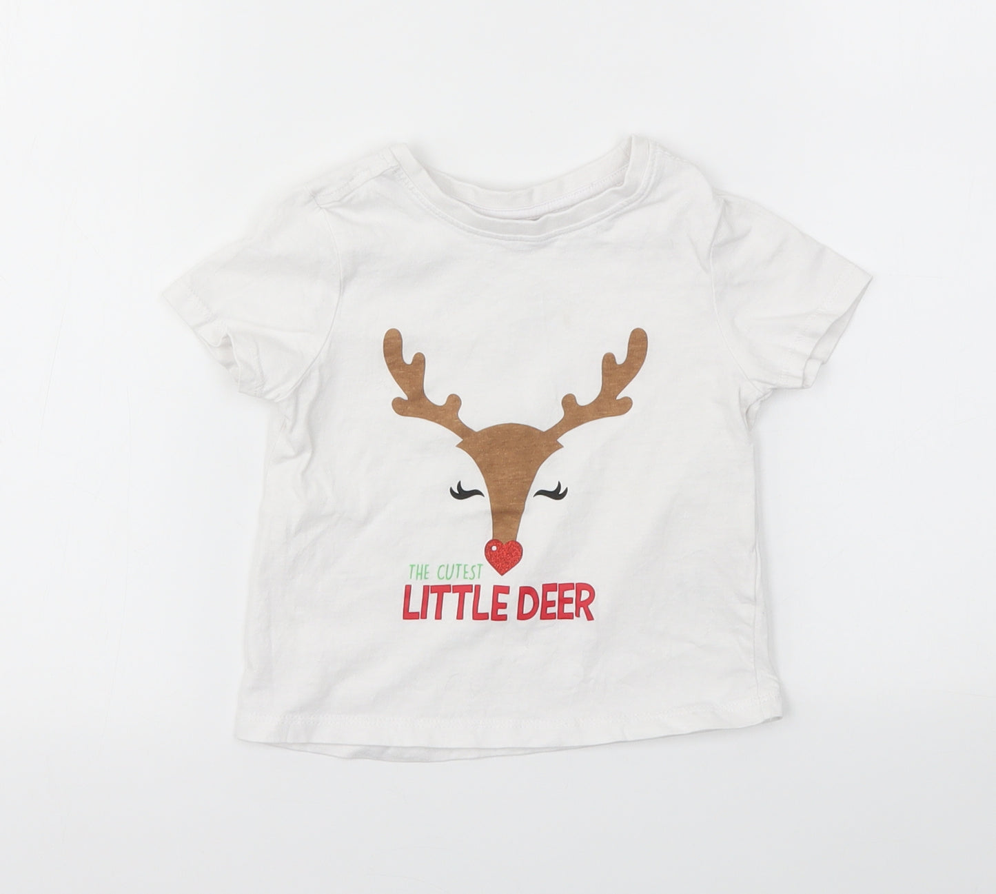 Matalan Girls White Animal Print  Basic T-Shirt Size 12-18 Months