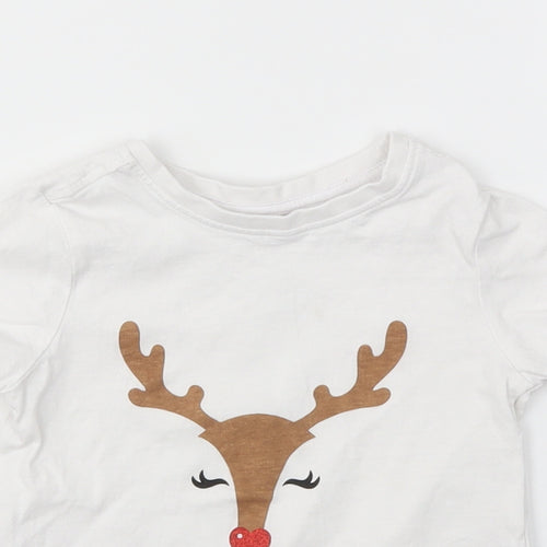 Matalan Girls White Animal Print  Basic T-Shirt Size 12-18 Months