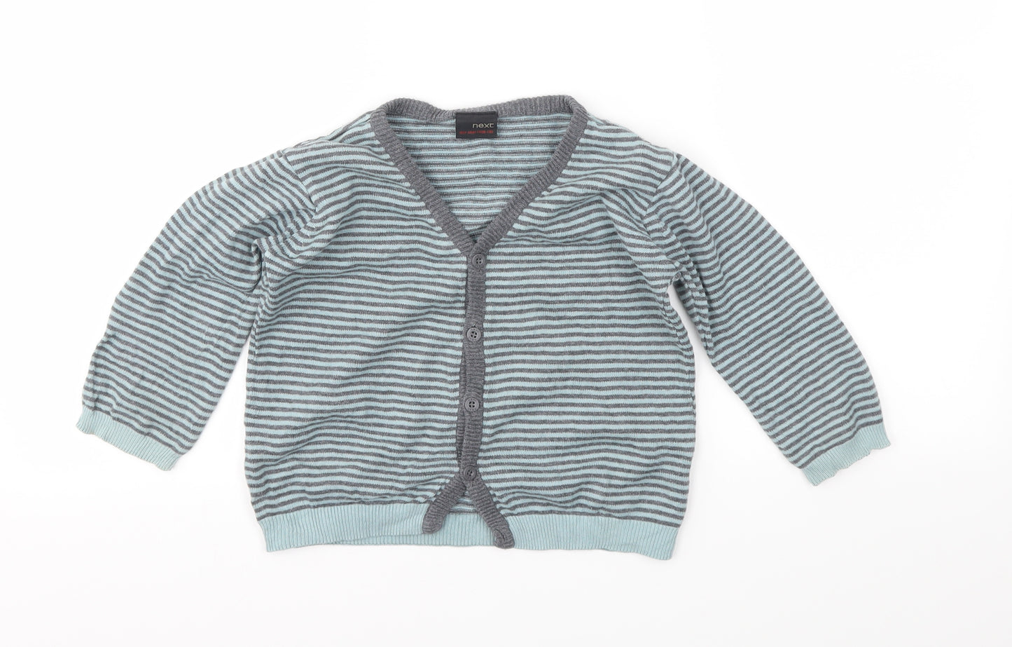 NEXT Boys Blue Striped  Cardigan Jumper Size 2-3 Years