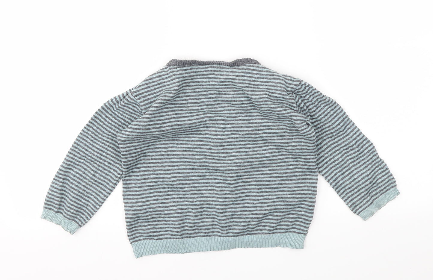 NEXT Boys Blue Striped  Cardigan Jumper Size 2-3 Years