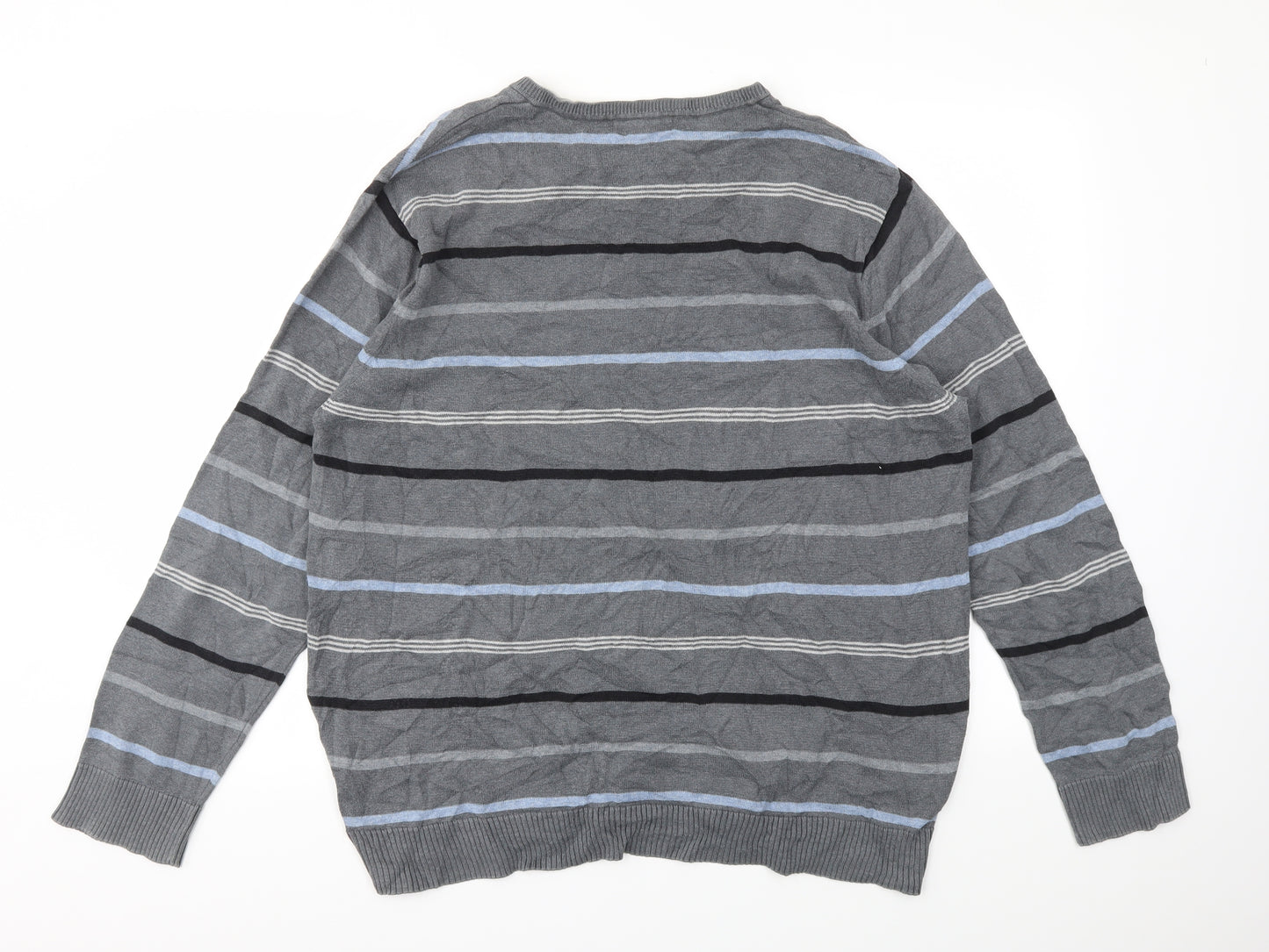 Debenhams Mens Grey Striped  Pullover Sweatshirt Size XL