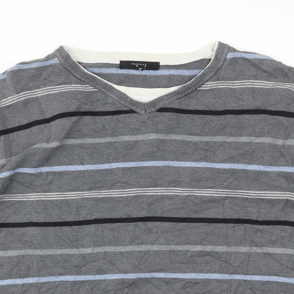 Debenhams Mens Grey Striped  Pullover Sweatshirt Size XL