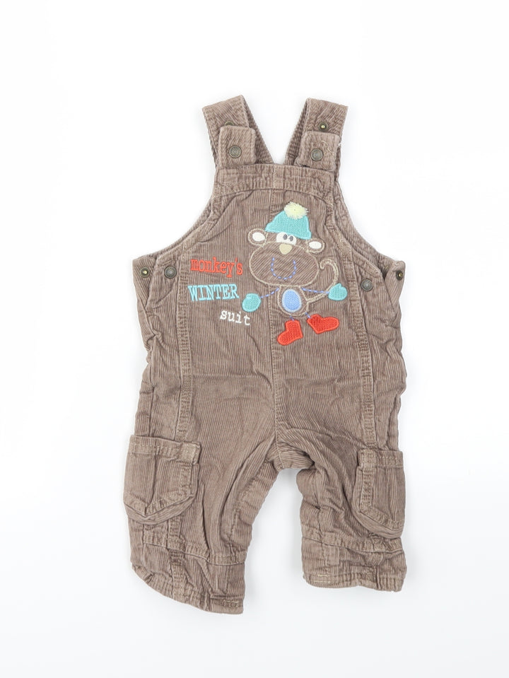 M&S Boys Brown   Dungaree One-Piece Size 3-6 Months