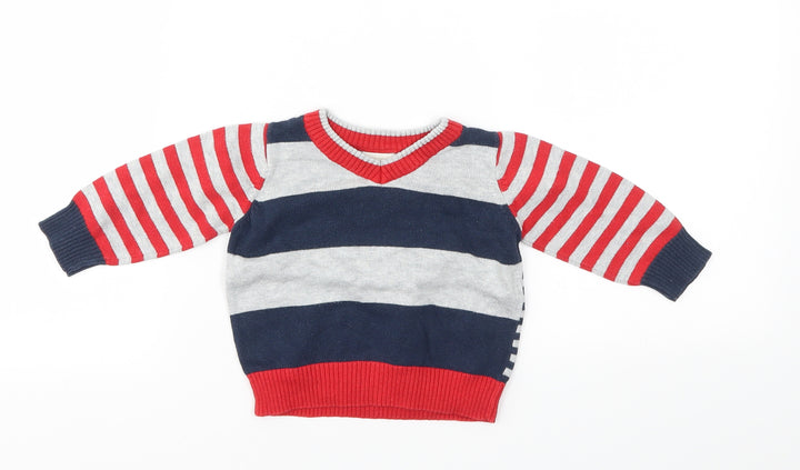 BHS Boys Multicoloured Striped  Pullover Jumper Size 3-6 Months