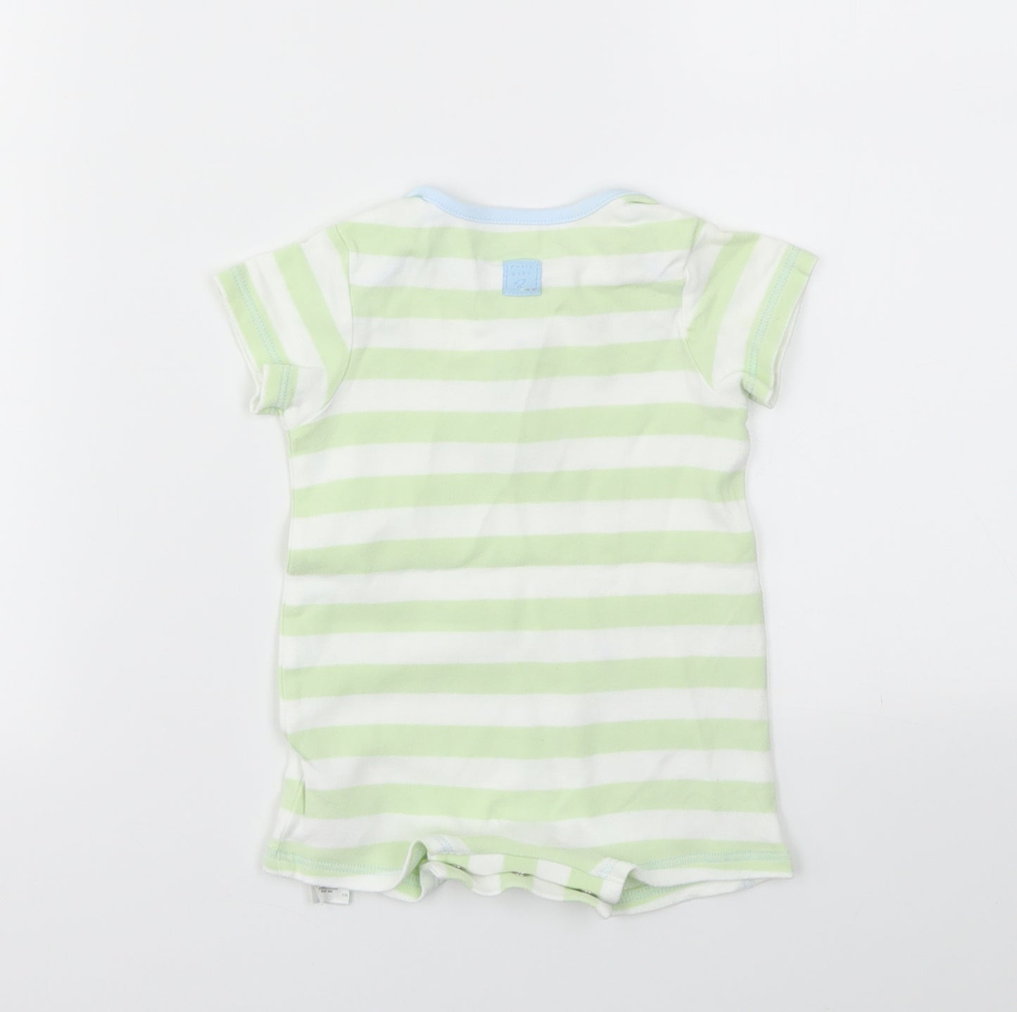 M&S Boys Green Striped  Babygrow One-Piece Size 3-6 Months
