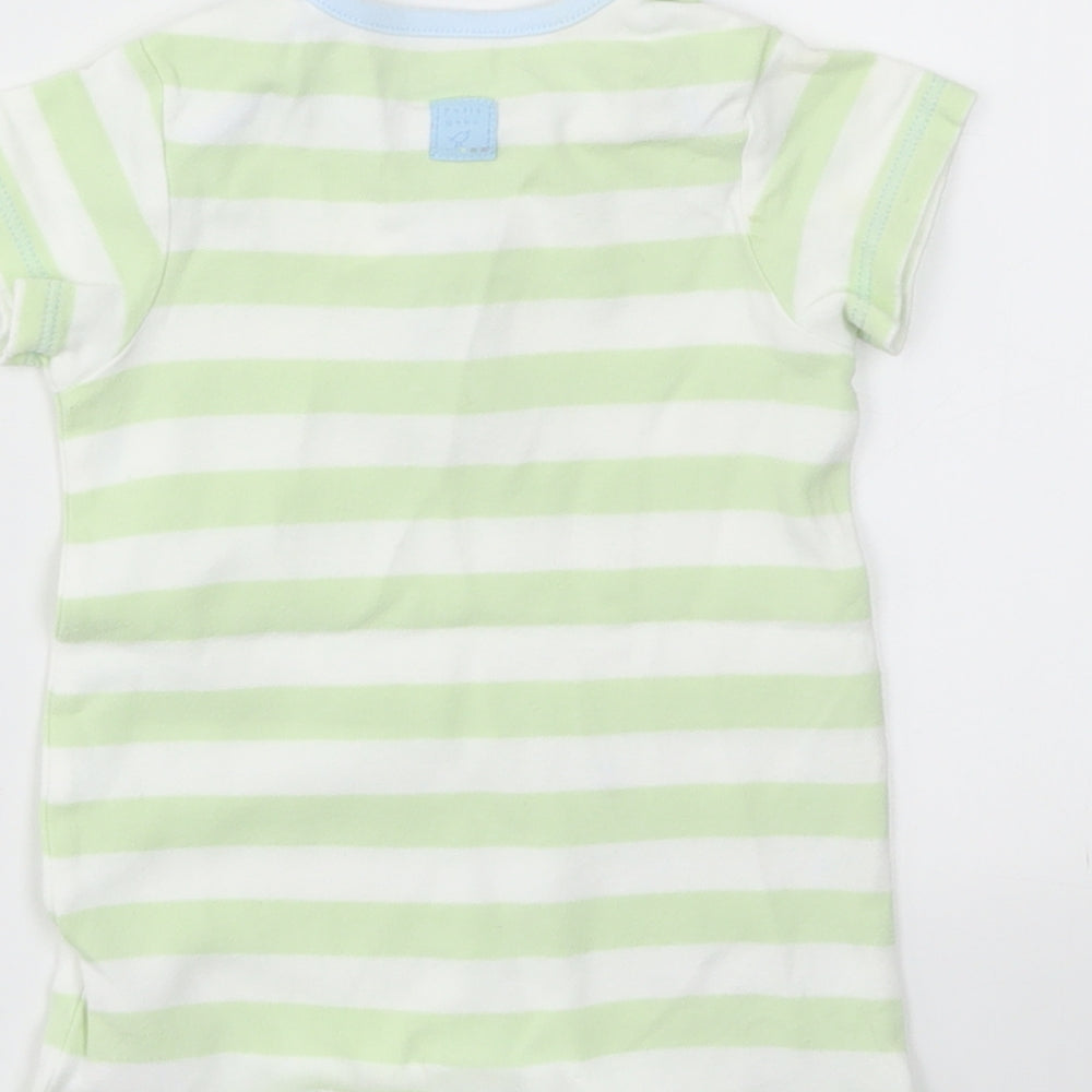 M&S Boys Green Striped  Babygrow One-Piece Size 3-6 Months
