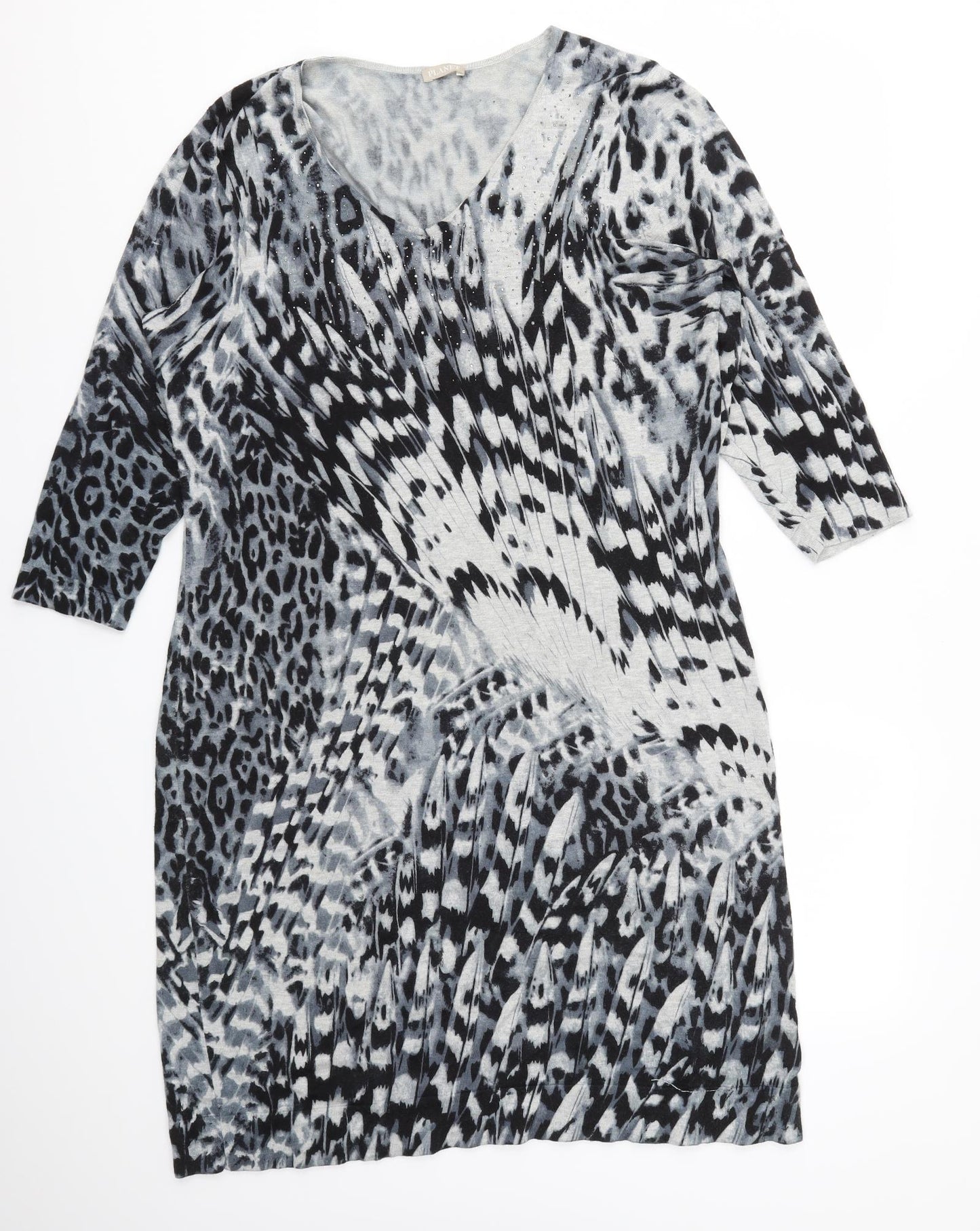 PLANET Womens Black Animal Print  Fit & Flare  Size L