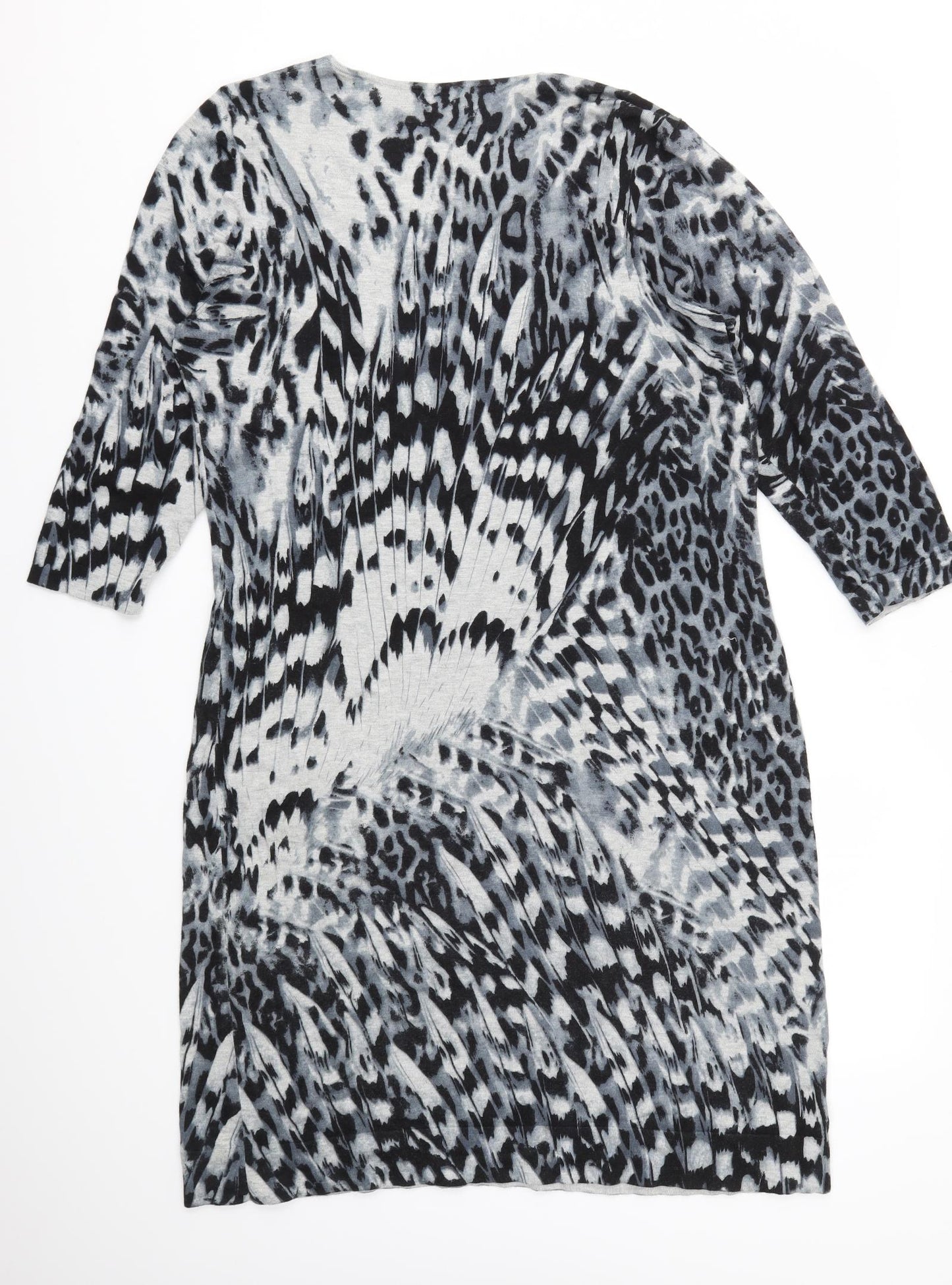 PLANET Womens Black Animal Print  Fit & Flare  Size L