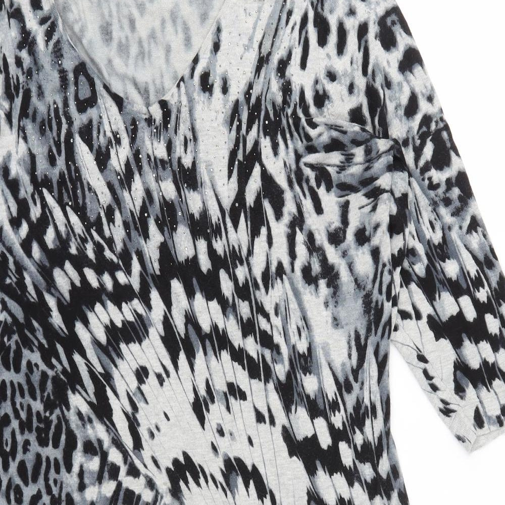 PLANET Womens Black Animal Print  Fit & Flare  Size L
