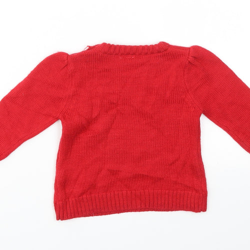 F&F Girls Red Animal Print  Pullover Jumper Size 3-6 Months