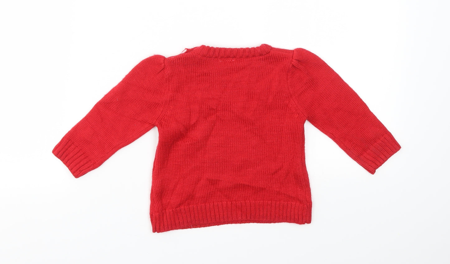 F&F Girls Red Animal Print  Pullover Jumper Size 3-6 Months