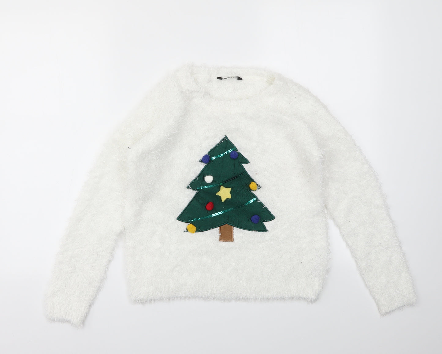 George Girls White   Pullover Jumper Size 11-12 Years  - Christmas  Jumper