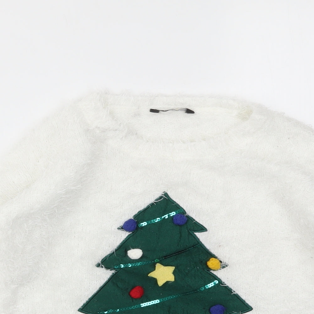 George Girls White   Pullover Jumper Size 11-12 Years  - Christmas  Jumper