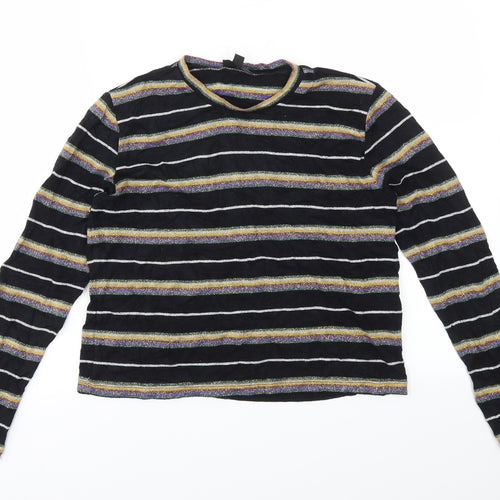 Topshop Womens Multicoloured Striped  Basic T-Shirt Size 8