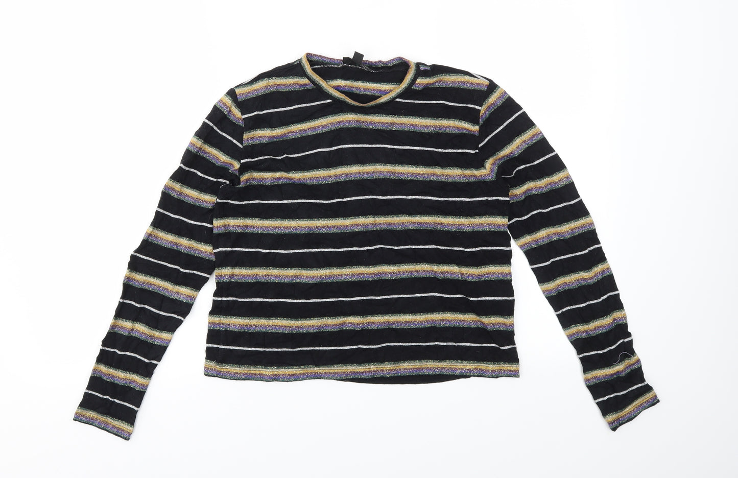 Topshop Womens Multicoloured Striped  Basic T-Shirt Size 8