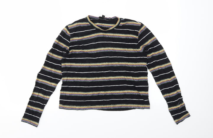 Topshop Womens Multicoloured Striped  Basic T-Shirt Size 8