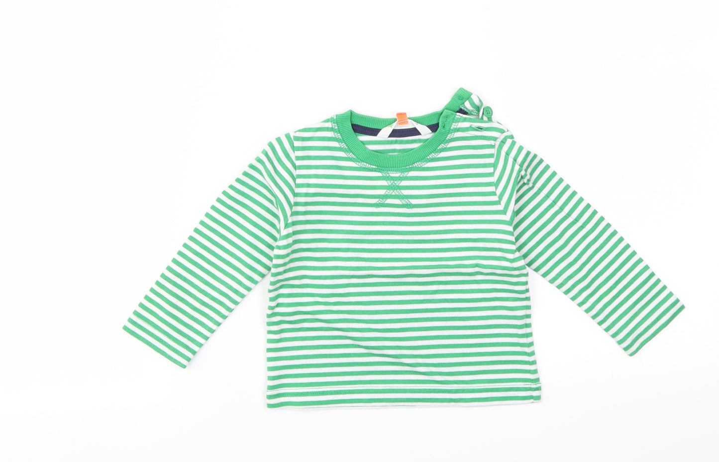 jhon lewis  Boys Green Striped  Basic T-Shirt Size 9-12 Months