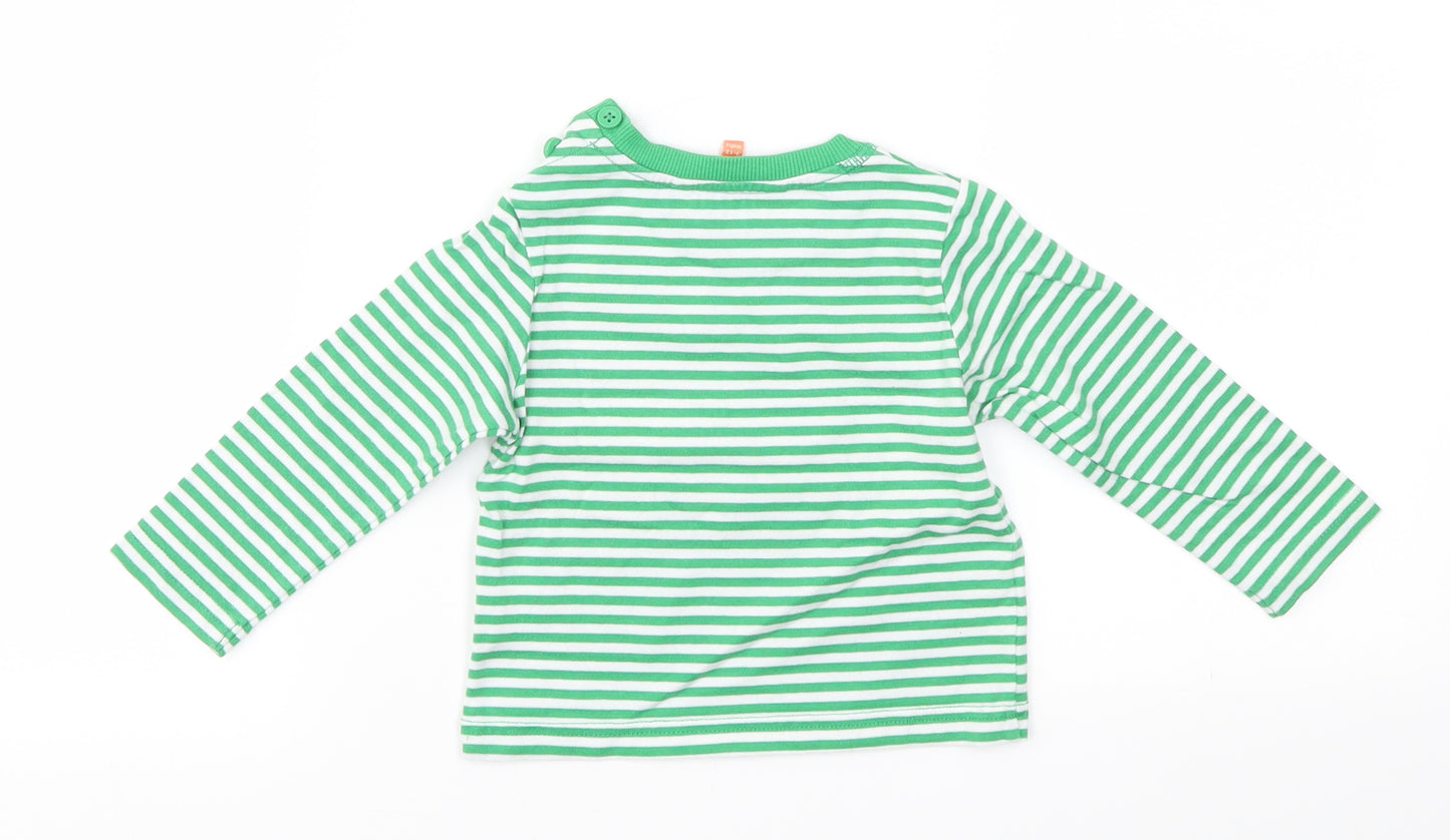 jhon lewis  Boys Green Striped  Basic T-Shirt Size 9-12 Months