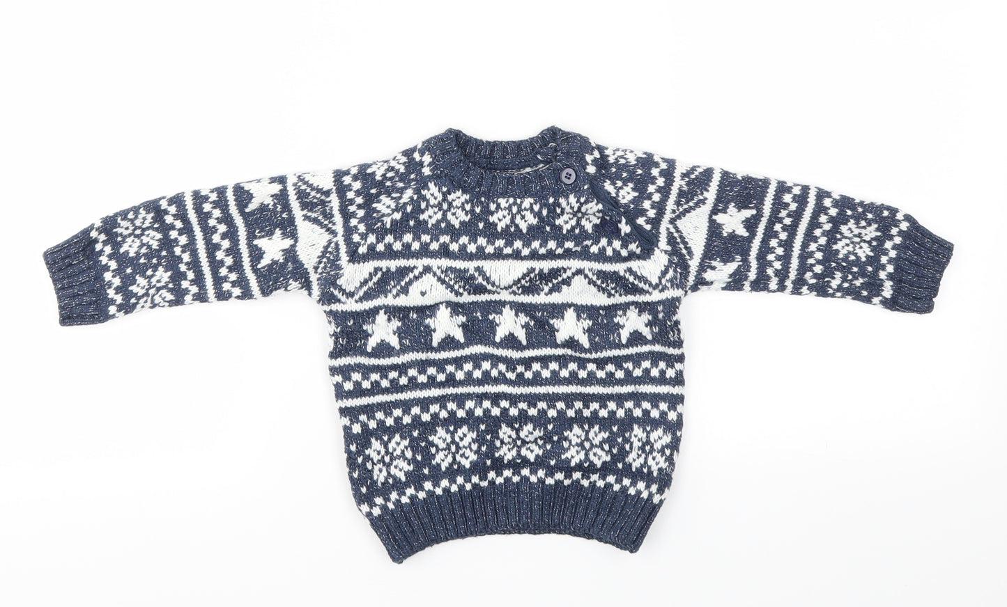 F&F Boys Blue Argyle/Diamond  Pullover Jumper Size 6-9 Months