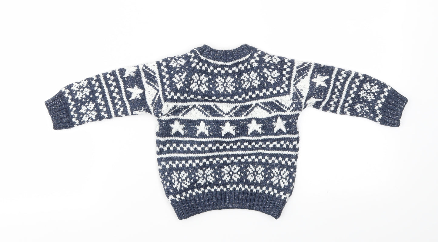 F&F Boys Blue Argyle/Diamond  Pullover Jumper Size 6-9 Months
