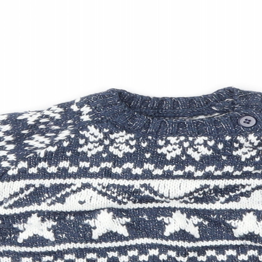 F&F Boys Blue Argyle/Diamond  Pullover Jumper Size 6-9 Months