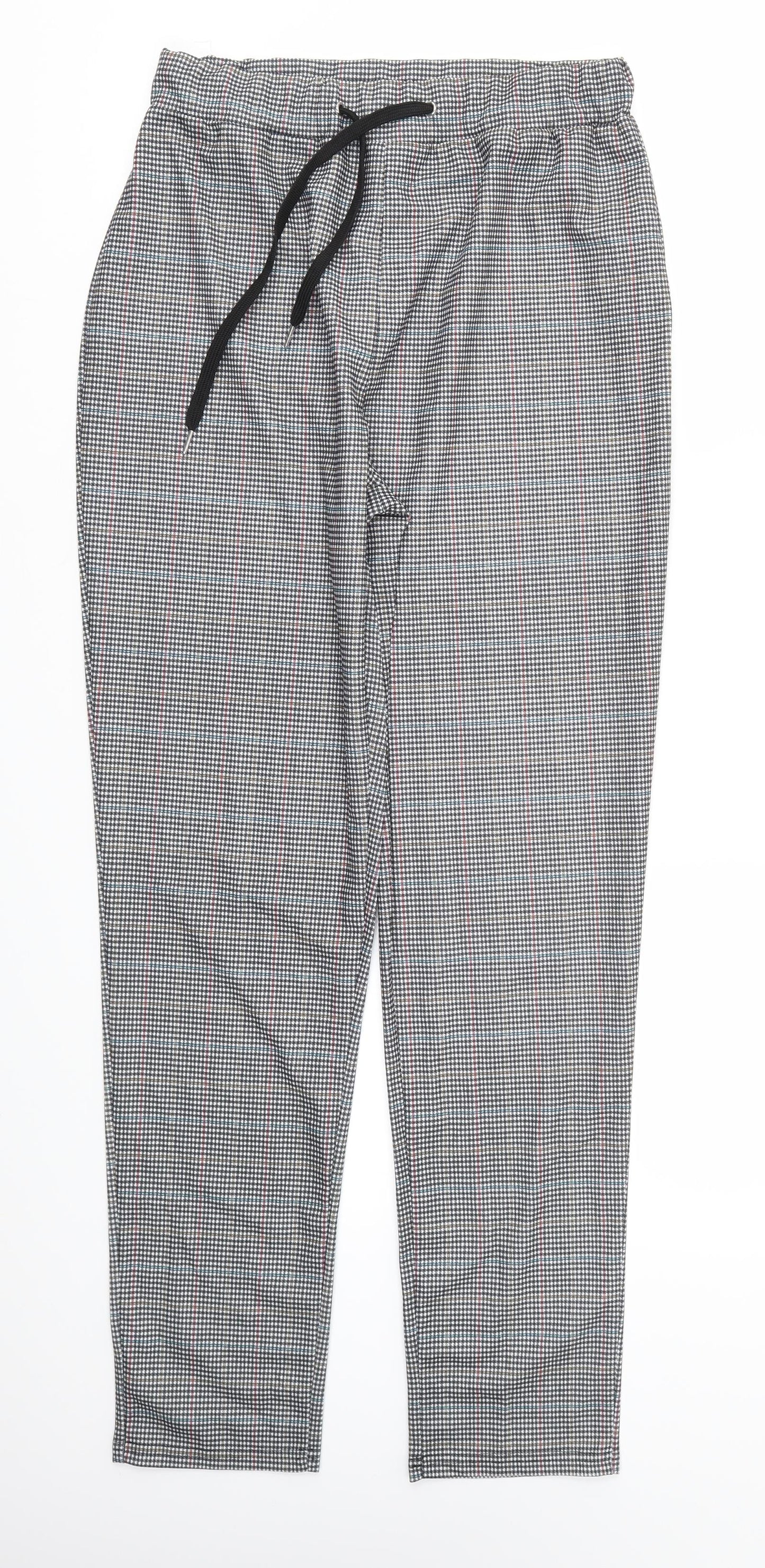 Preworn Womens Grey Check  Trousers  Size M L28 in - stretch waistband