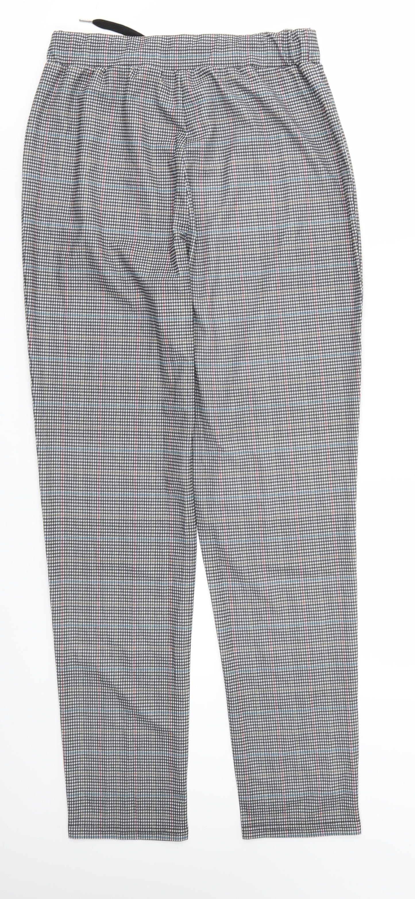 Preworn Womens Grey Check  Trousers  Size M L28 in - stretch waistband