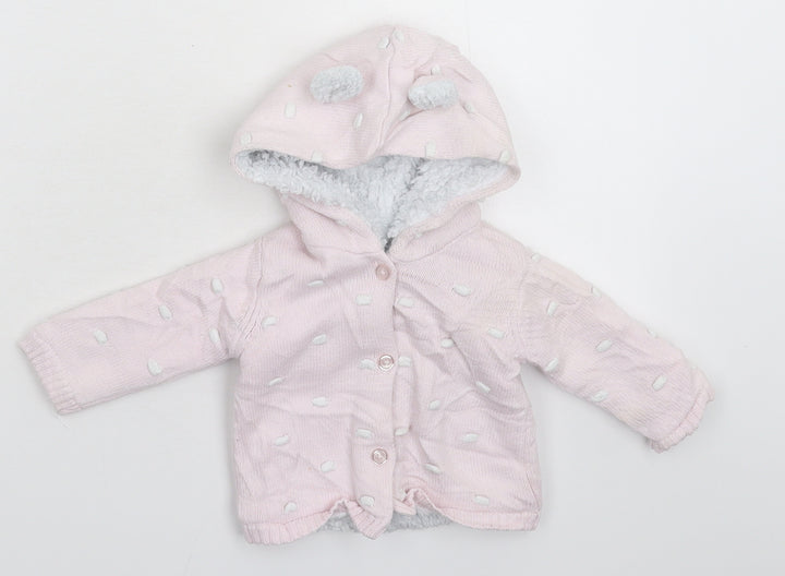 Matalan Girls Pink  Knit Jacket Coatigan Size 0-3 Months